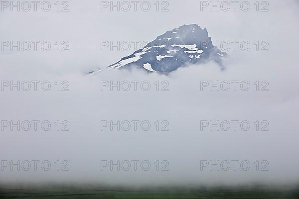 Mount Bakkafjall partly hidden by the clouds