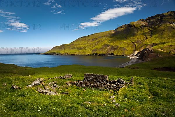 Remains of a farm abandoned in 1944 overlooking Brunavik Bay