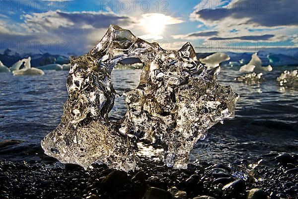 Piece of ice in the glacier lagoon