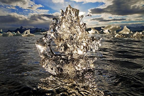 Piece of ice in the Joekulsarlon glacier lagoon