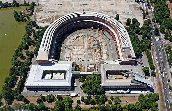 Aerial view of unfinished Congress Hall of the NSDAP in the Third Reich