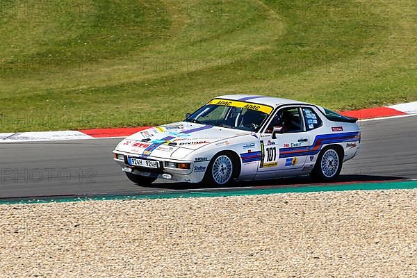 Historic race car Porsche 924 at car racing for classic cars youngtimer classic cars 24-hour race 24h race
