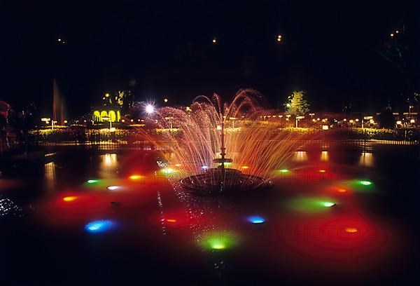 Coloured fountains in Brindavana Gardens near Mysuru Mysore