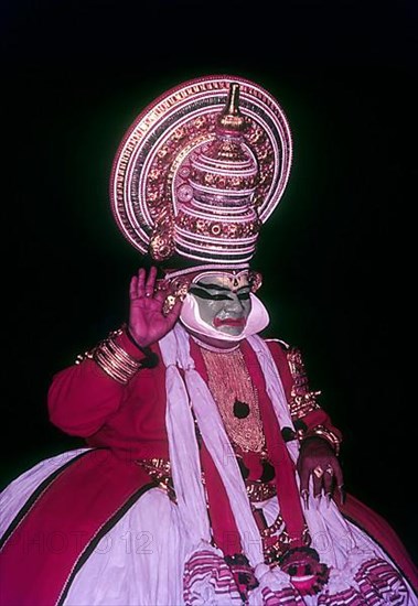 Kathakali Bhima Pacha Green character in Kerala Kalamandalam Koothambalam temple theatre Cheruthuruthy near Soranur