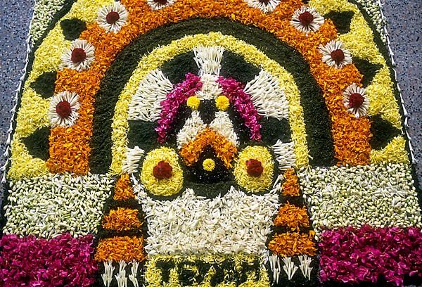 Floral decoration during Onam festival