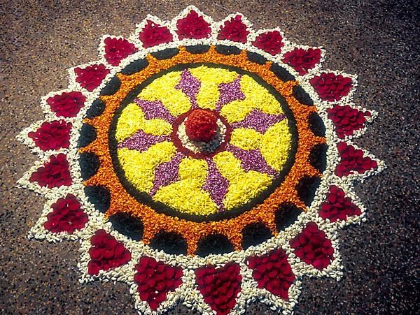 Floral decoration during Onam festival