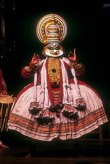 Kathakali kathi character represents the arrogant and evil in Kerala Kalamandalam