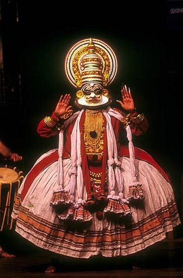 Kathakali kathi character represents the arrogant and evil in Kerala Kalamandalam