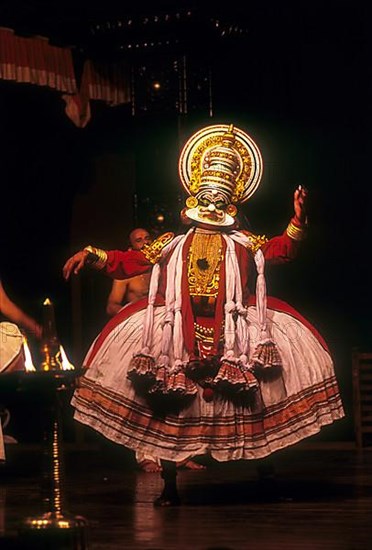 Kathakali kathi character represents the arrogant and evil in Kerala Kalamandalam