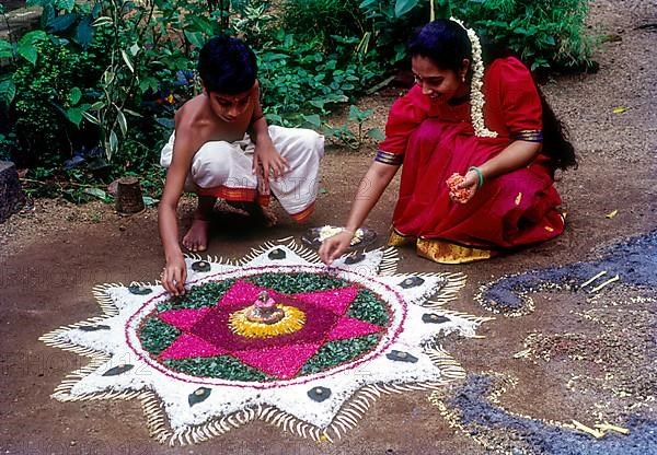 Aththapoovu or Floral decoration during Onam festival in Aranmula