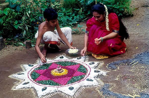 Aththapoovu or Floral decoration during Onam festival in Aranmula