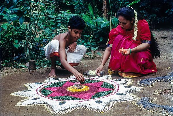 Aththapoovu or Floral decoration during Onam festival in Aranmula