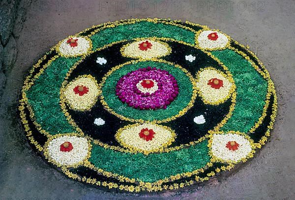 Floral decoration during Onam festival