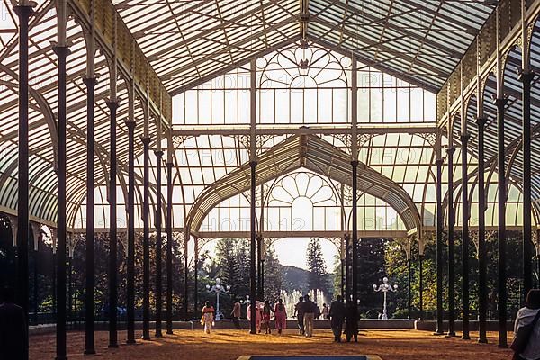 Largest glass house in India at Lal Bagh botanical gardens in Bengaluru Bangalore