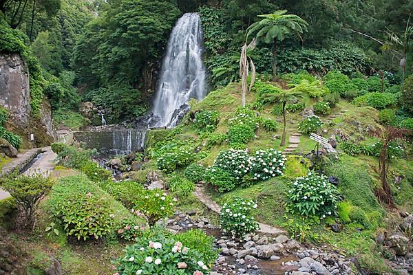 Waterfall in the river valley