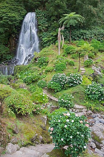 Waterfall in the river valley