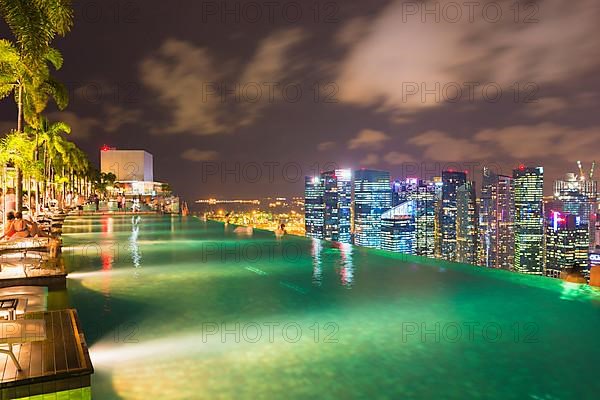 The city's central financial district at night