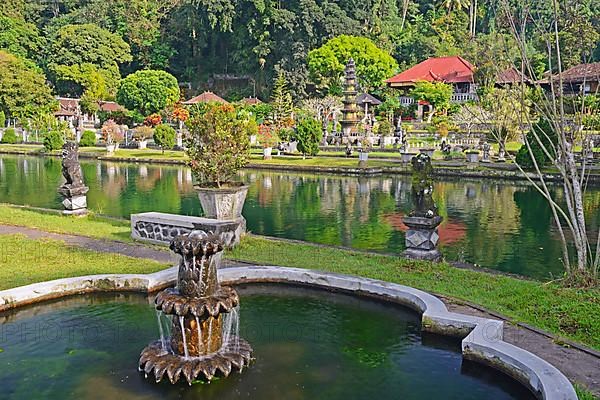 Water features and water basins in the Tirta Gangga water temple