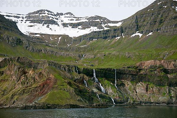 Snow-capped mountains and waterfall in the southeast
