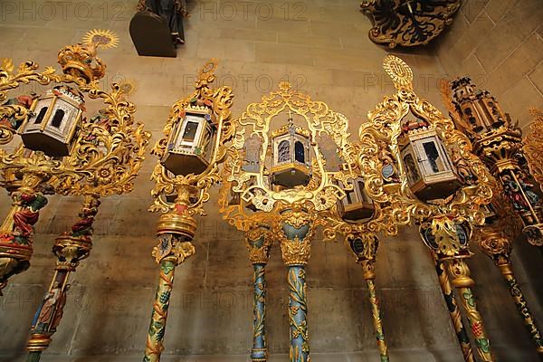 Exhibition and exhibits of the historic guild lanterns on the history of the town in the Heilig Kreuz Muenster in Rottweil