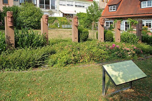 Sculptures Nibelungenlied by Paul August Wagner 1998 in the Nibelungen Park in Neckarsteinach