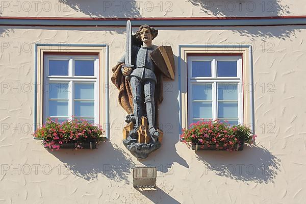 Roland figure as knight with sword at the town hall in Calw