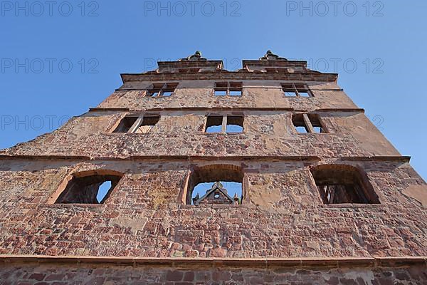 Jadgschloss of Hirsau Monastery built 11th century with view upwards in Calw