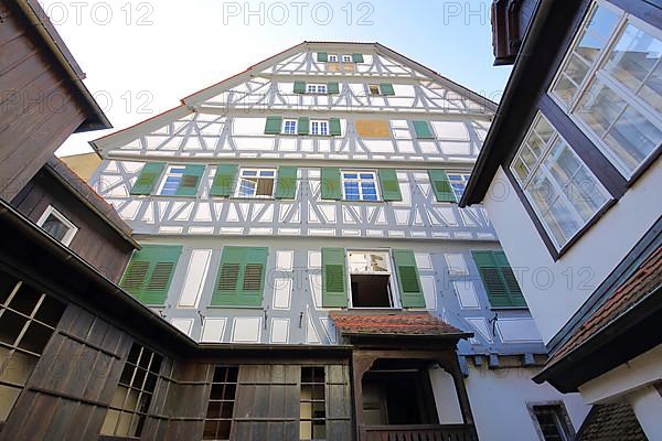 Inner courtyard of the half-timbered house Stubensches Schloesschen built in 1519 in Horb am Neckar