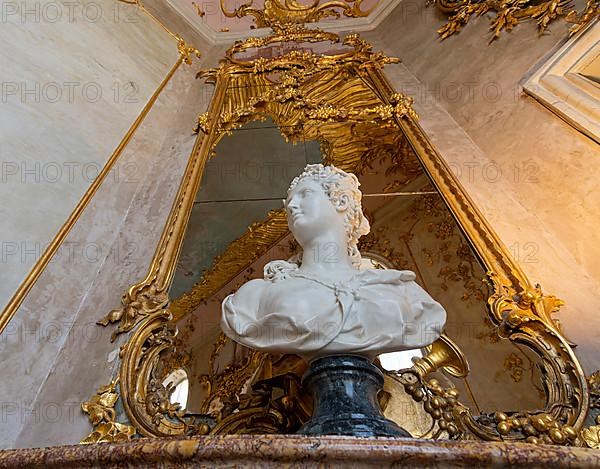 Sculptures and busts in the gallery of Sanssouci Palace