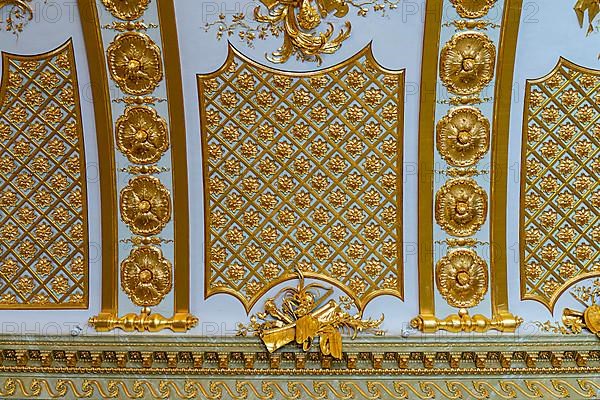 Ceiling vault with gilded ornaments in the Gallery Hall of the Picture Gallery in Sanssouci