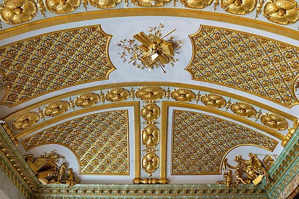 Ceiling vault with gilded ornaments in the Gallery Hall of the Picture Gallery in Sanssouci