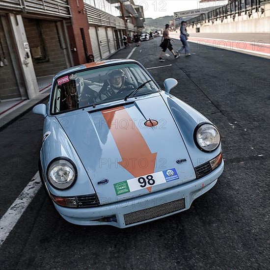 Historic Race Car Sports Car Classic Car Porsche 911 RS in Pit Lane of Race Track
