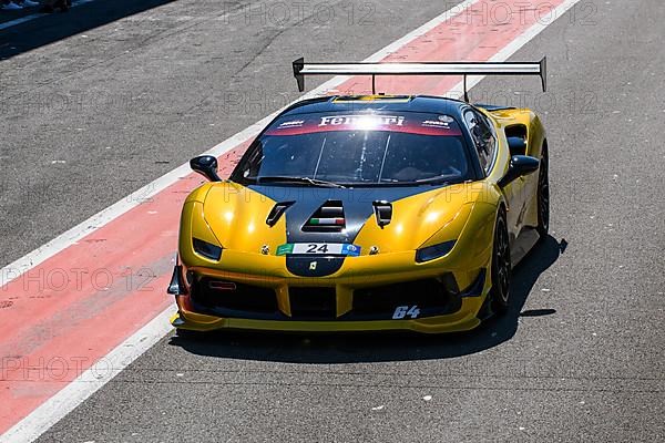 Racing car Sports car Ferrari 488 Challenge in pit lane Pit Lane on race track