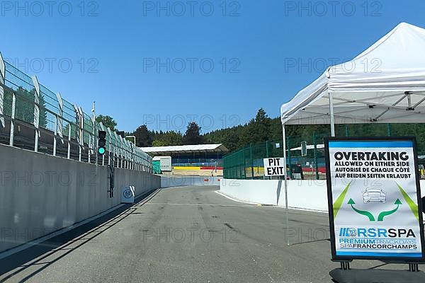 View from racer's perspective on beginning of Pit Lane Exit of FIA Formula 1 Circuit