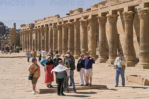 Tourists in front of the western portico in Dromos Square