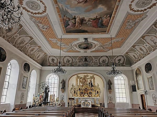 Ceiling painting depicting the Assumption of the Virgin Mary and St. Francis of Assisi and St. Ignatius of Loyola