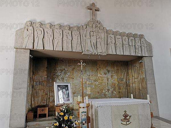 The new altar with a picture of Pope Benedict XVI in St. Oswald Church