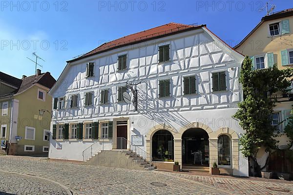 White half-timbered house in the main street in Bad Wimpfen