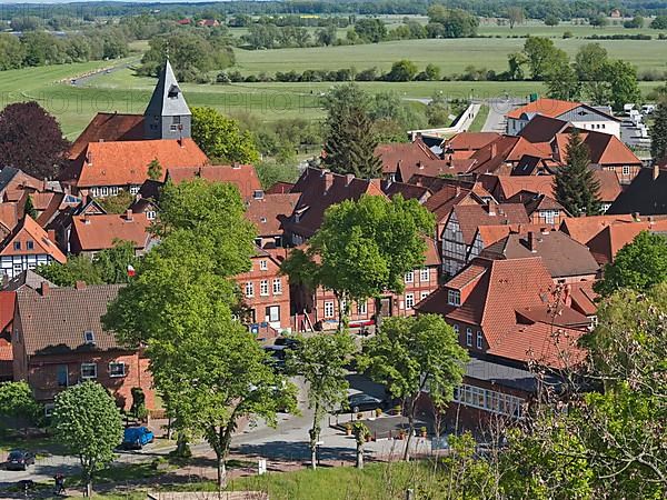 View from the vineyard of the town of Hitzacker in the Wendland region of the Elbe River Landscape UNESCO Biosphere Reserve