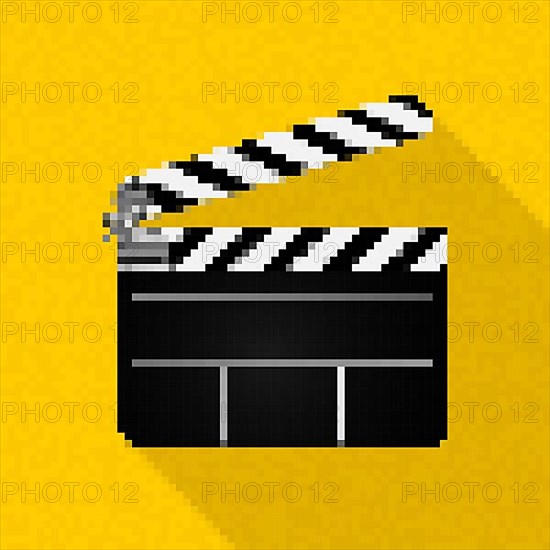 Pixel art clapperboard icon