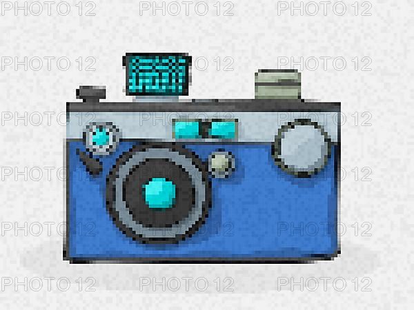 Pixel art digital camera vector icon