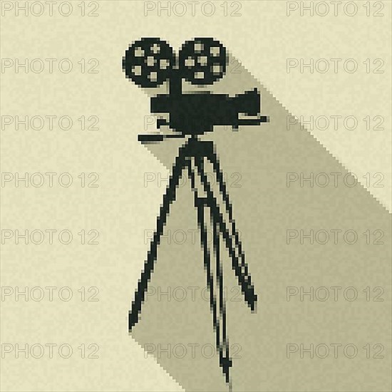 Pixel art movie camera icon
