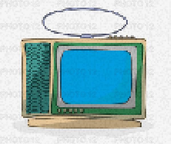 Pixel art retro tv vector icon