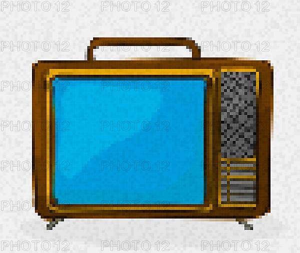 Pixel art retro tv vector icon