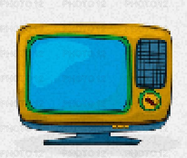 Pixel art retro tv vector icon