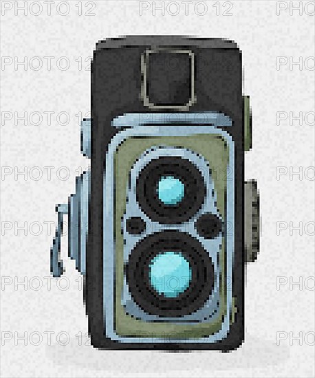 Pixel art vintage camera icon