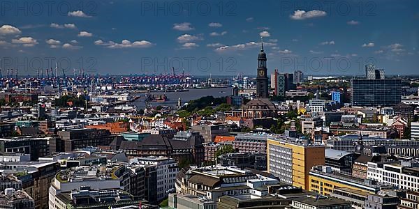 City view from above with the Michel and the harbour