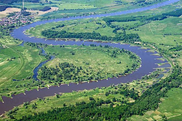 Aerial view of the Oder near Ratzdorf