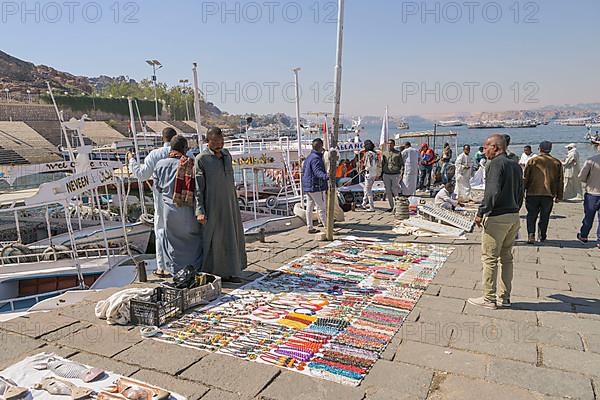 Tourist offer at the quay for the excursion boats to Philae Island