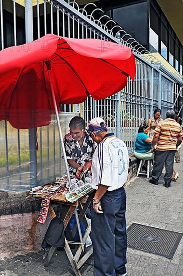 Street with lottery ticket sellers